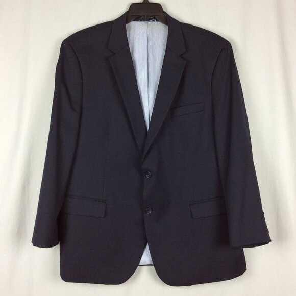 Tommy Hilfiger Wool Blazer Suit Jacket Sport Coat Navy Blue 48R Career Academia